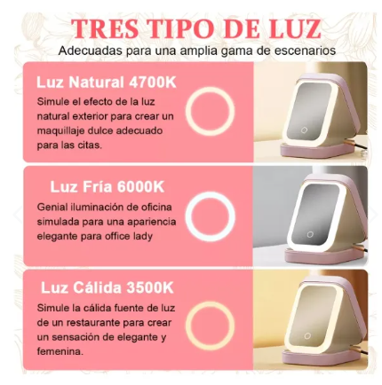 Estuche Maquillaje Portatil Espejo LED