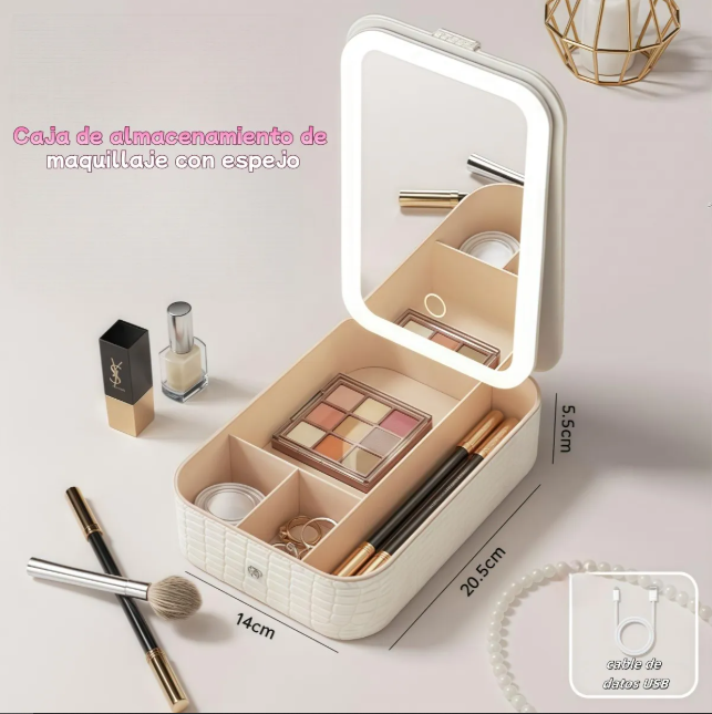 Estuche Maquillaje Portatil Espejo LED