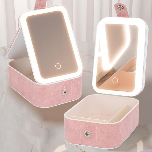 Estuche Maquillaje Portatil Espejo LED